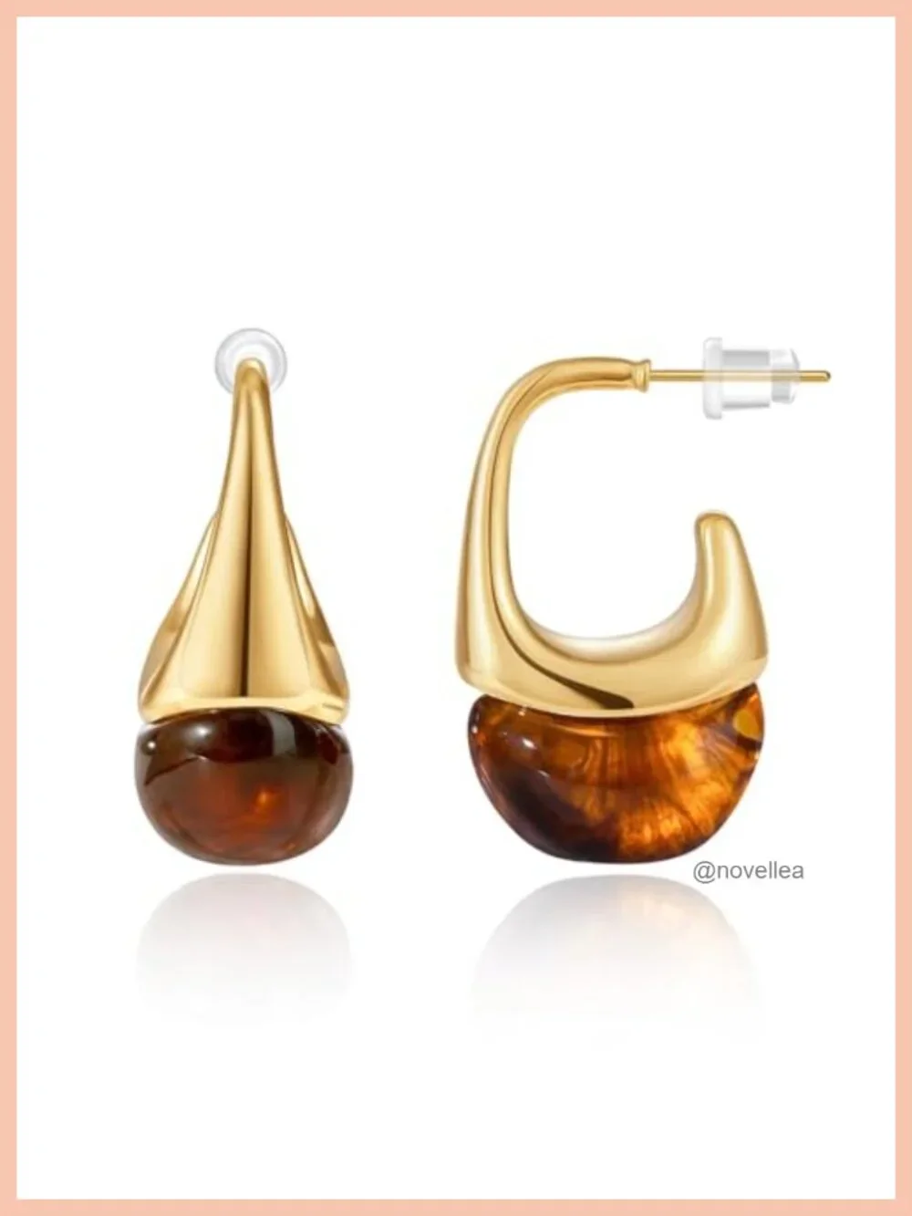 Translucent Acrylic Hoop Earrings 14K Gold Plated Chunky Resin Statement Boho